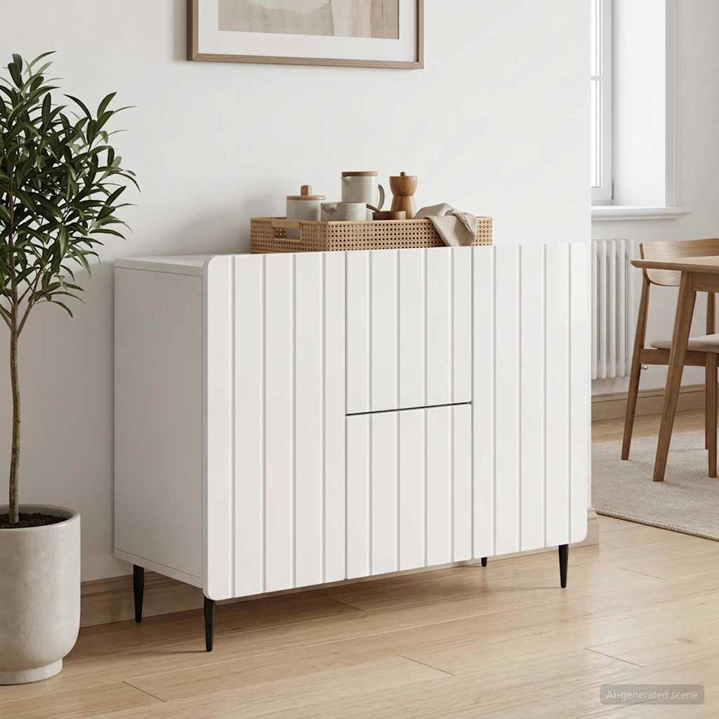 Sideboard High Gloss White 89 x 34.5 x 62 cm Engineered Wood