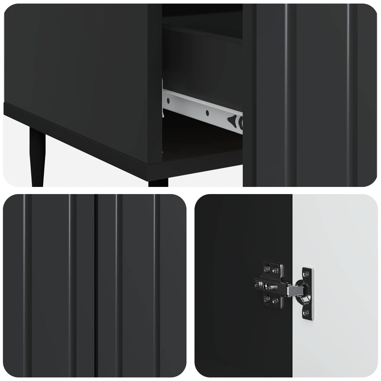 Sideboard Black 66 x 34.5 x 97 cm Engineered Wood