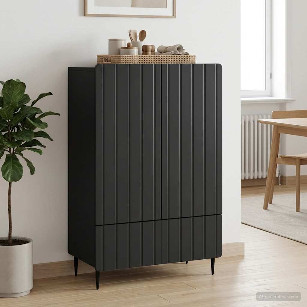 Sideboard Black 66 x 34.5 x 97 cm Engineered Wood