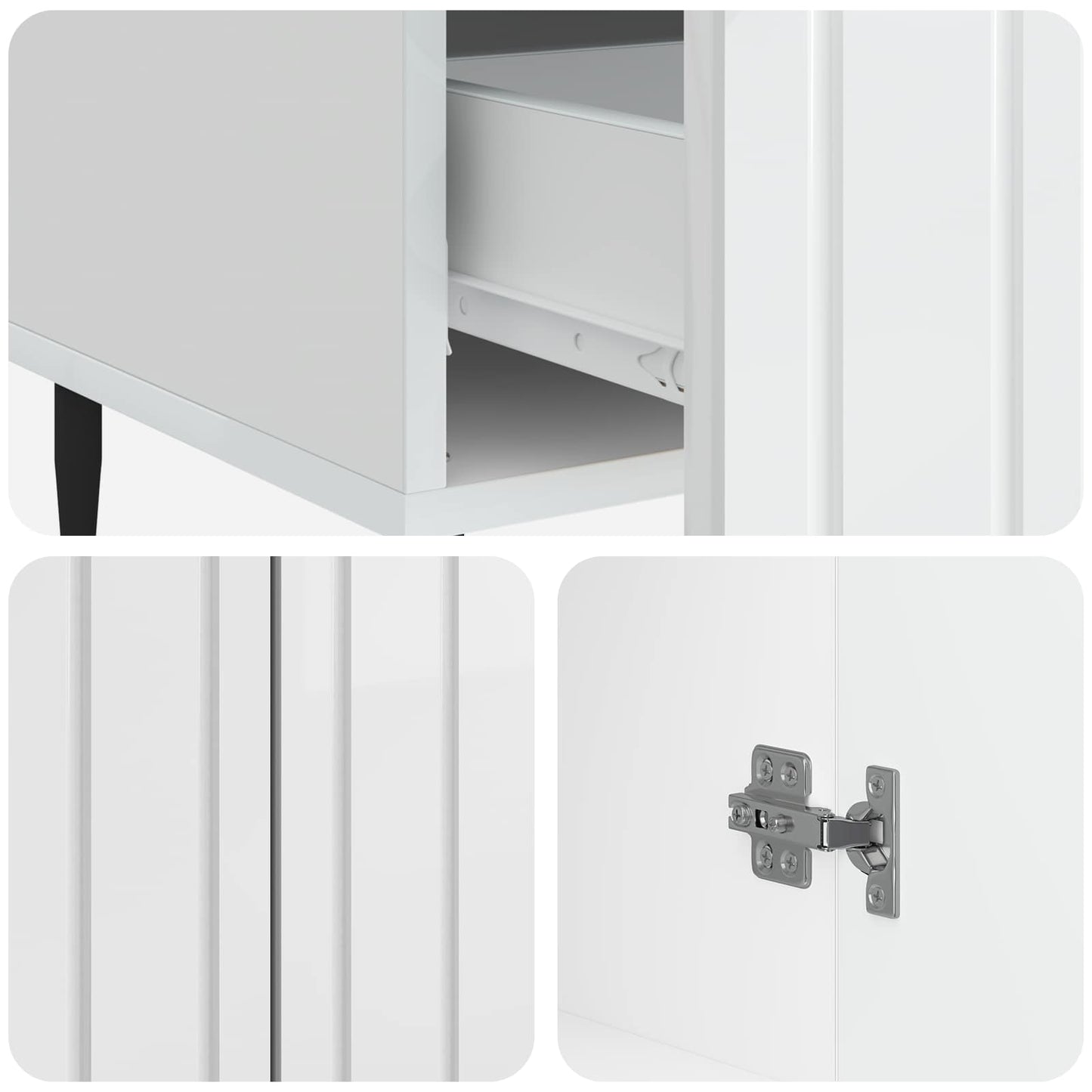 Sideboard High Gloss White 66 x 34.5 x 97 cm Engineered Wood