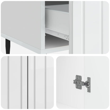 Sideboard High Gloss White 66 x 34.5 x 97 cm Engineered Wood