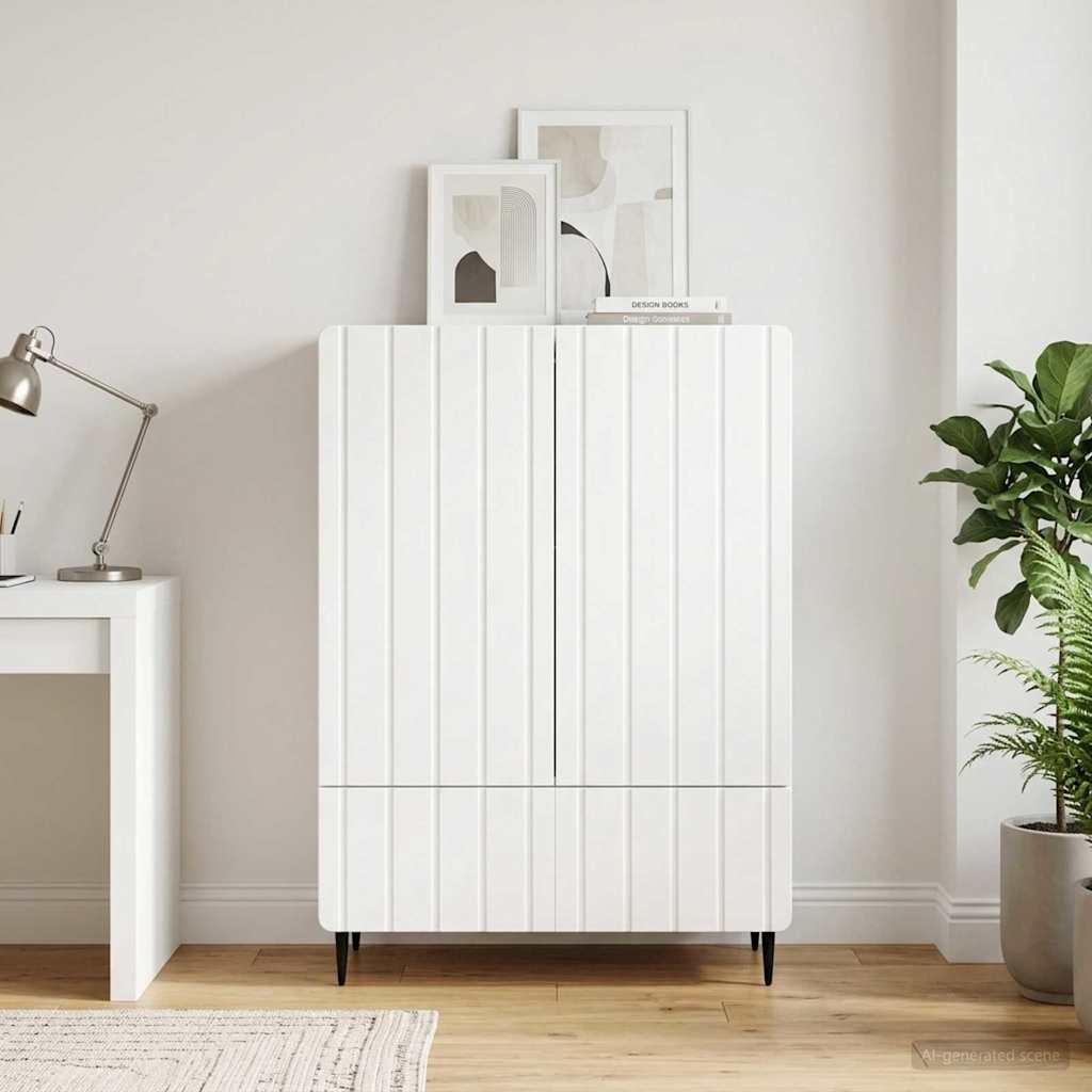 Sideboard High Gloss White 66 x 34.5 x 97 cm Engineered Wood