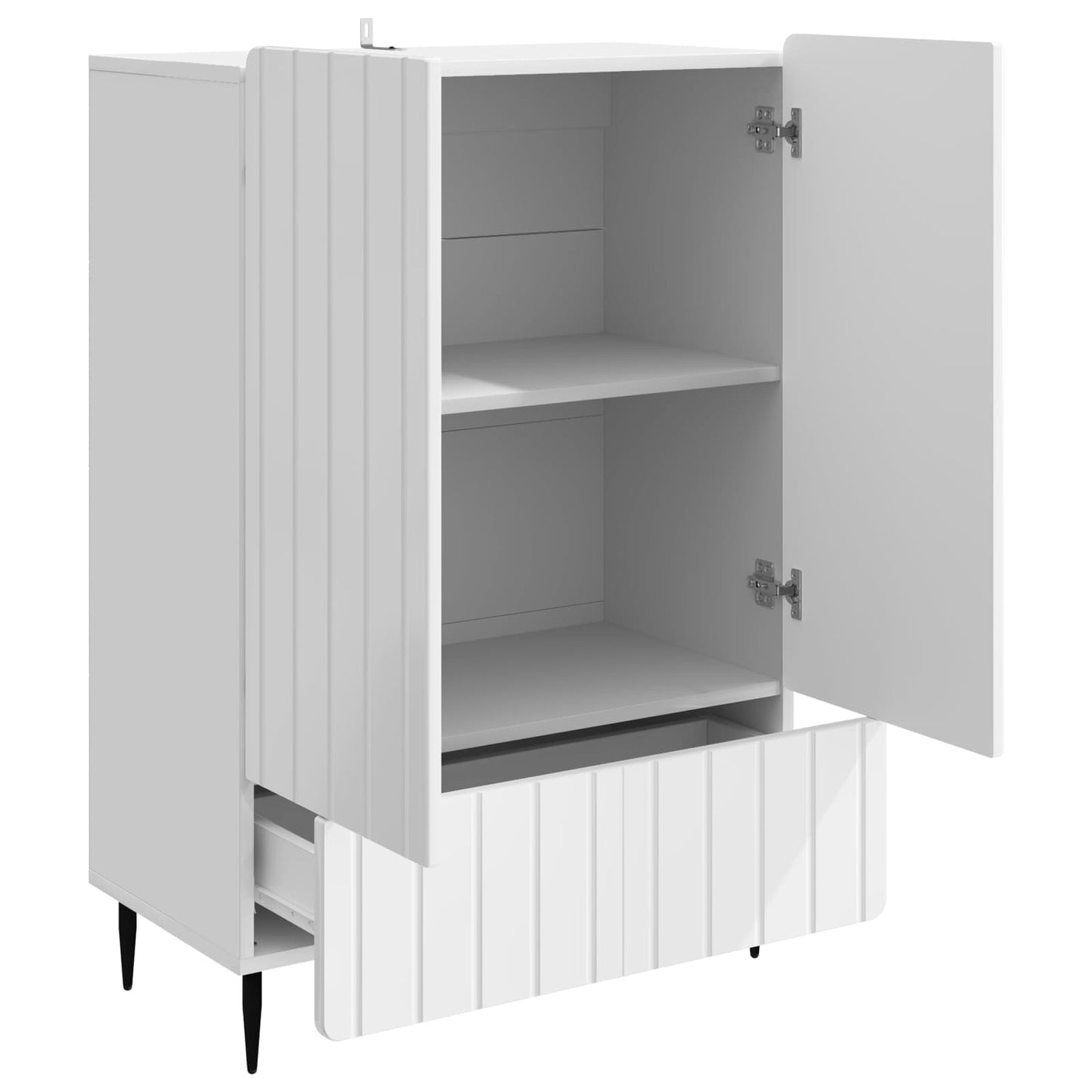 Sideboard High Gloss White 66 x 34.5 x 97 cm Engineered Wood