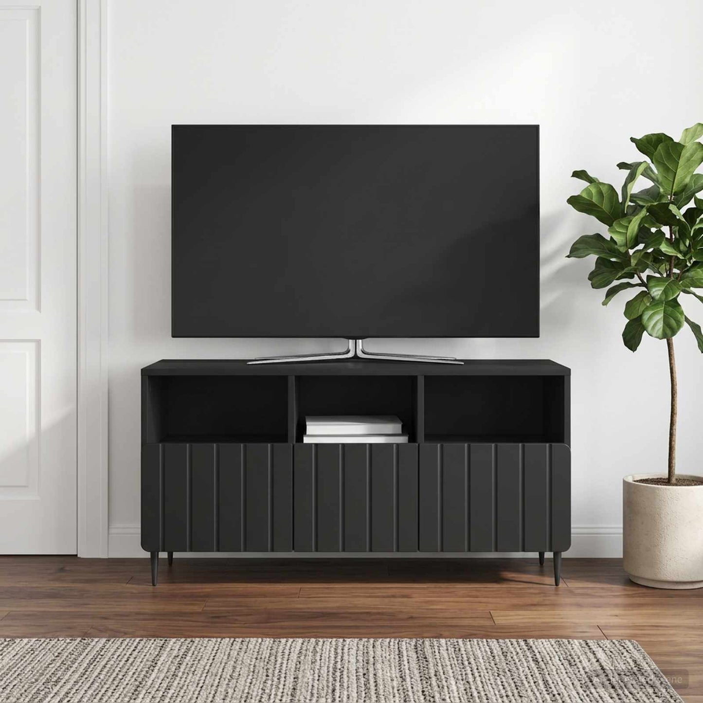 TV Cabinet with Drawer Black 102 x 34.5 x 50 cm Engineered Wood