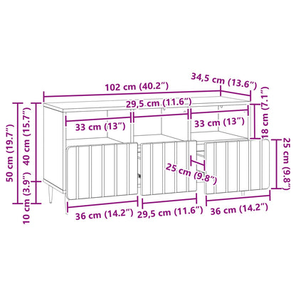 TV Cabinet Old Wood 102 x 34.5 x 50 cm Engineered Wood