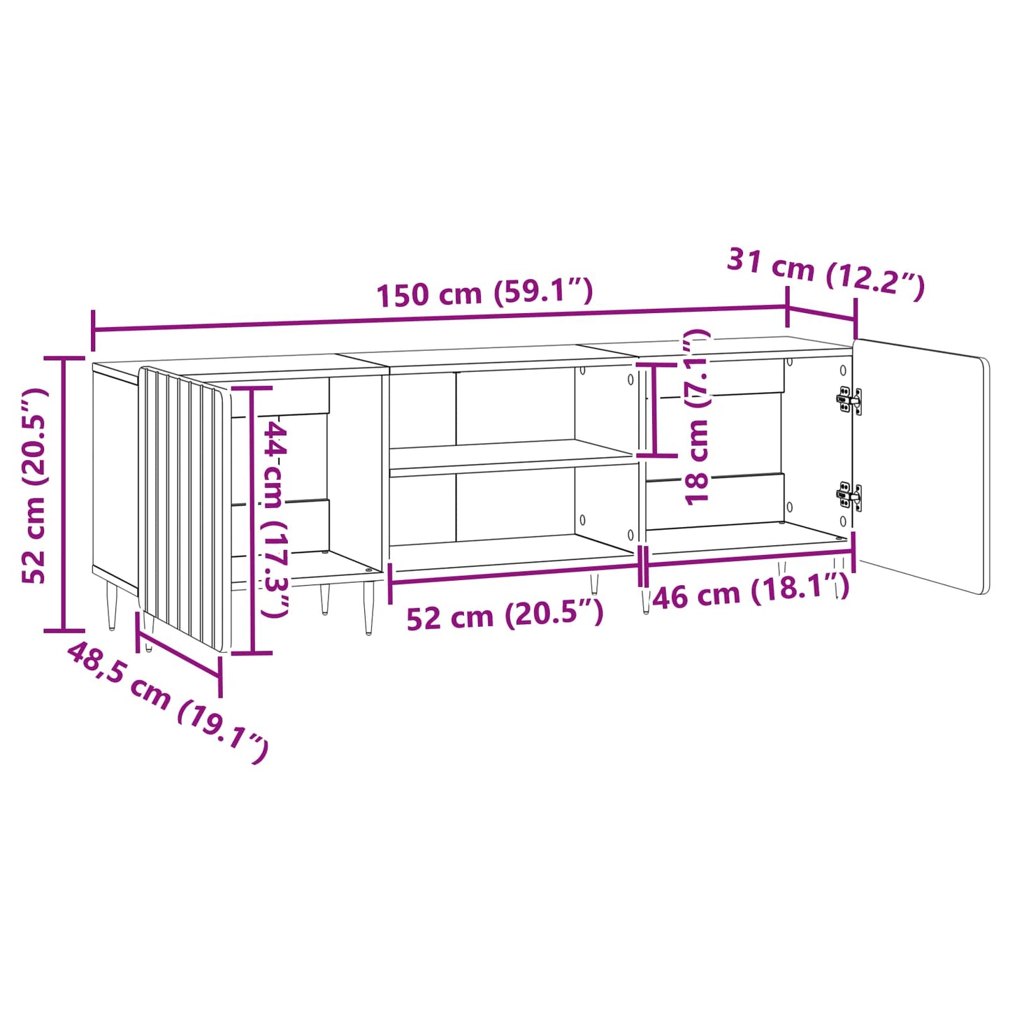 TV Cabinet Grey Sonoma 150 x 31 x 52 cm Engineered Wood