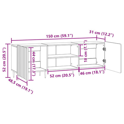 TV Cabinet Grey Sonoma 150 x 31 x 52 cm Engineered Wood