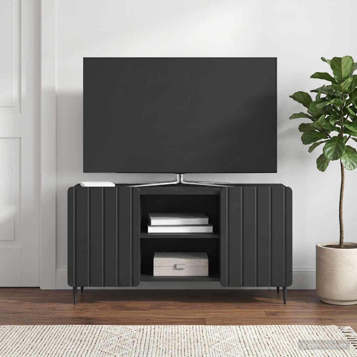 TV Cabinet Black 102 x 34.5 x 52 cm Engineered Wood