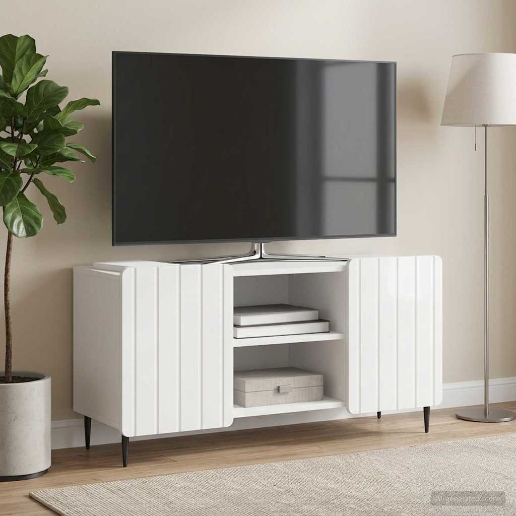 TV Cabinet High Gloss White 102 x 34.5 x 52 cm Engineered Wood