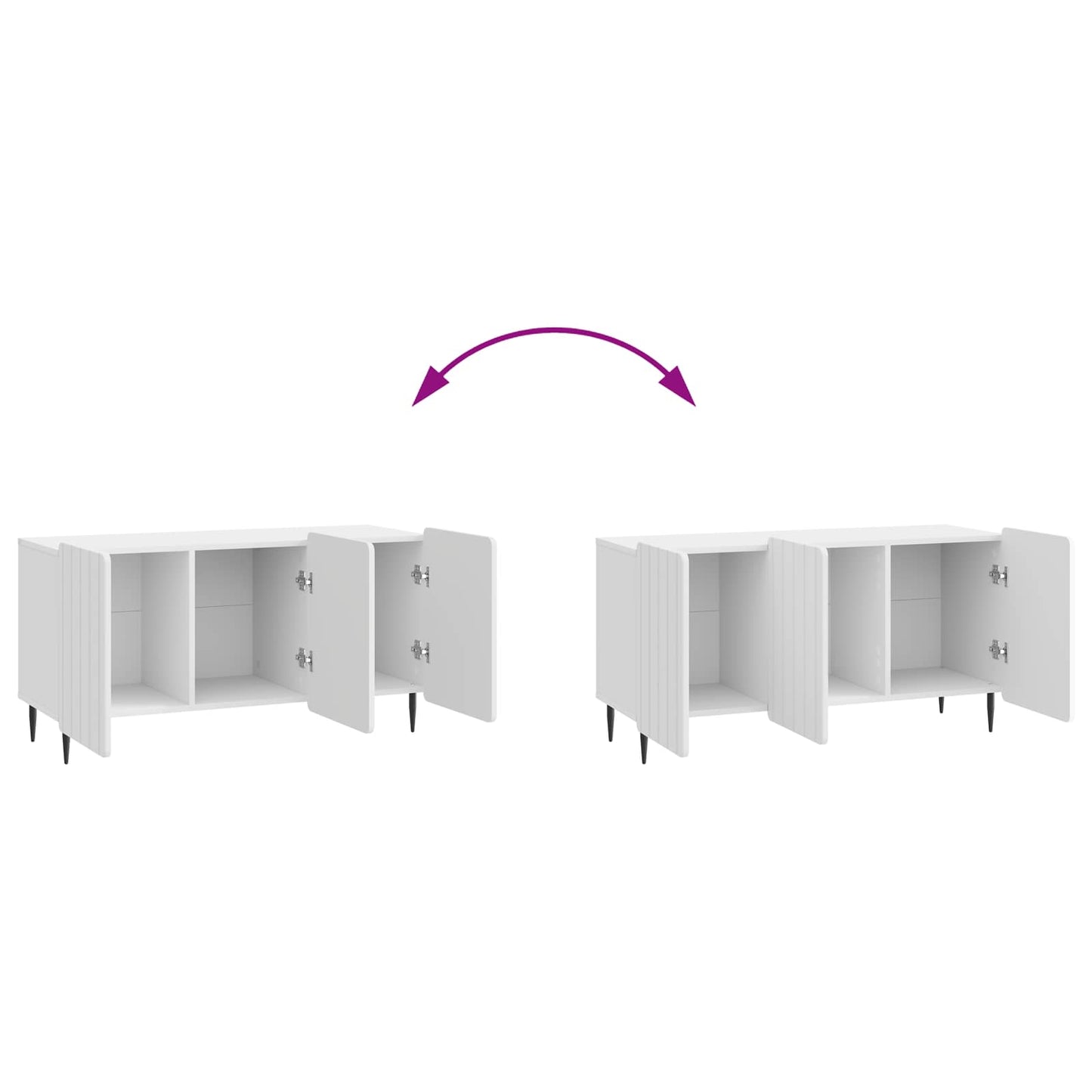 TV Cabinet 99 x 34.5 x 52 cm High Gloss White Engineered Wood