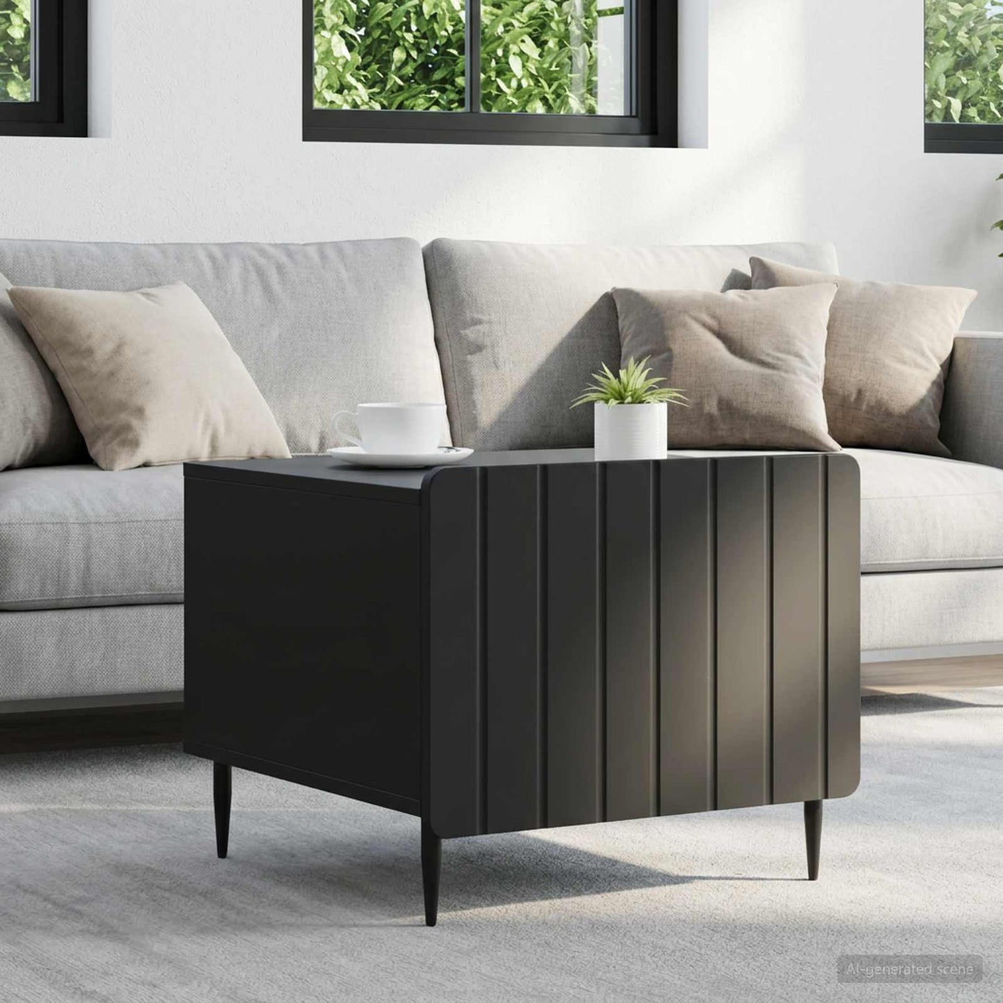 Coffee Table with Drawer Black 49 x 50 x 42 cm Engineered Wood