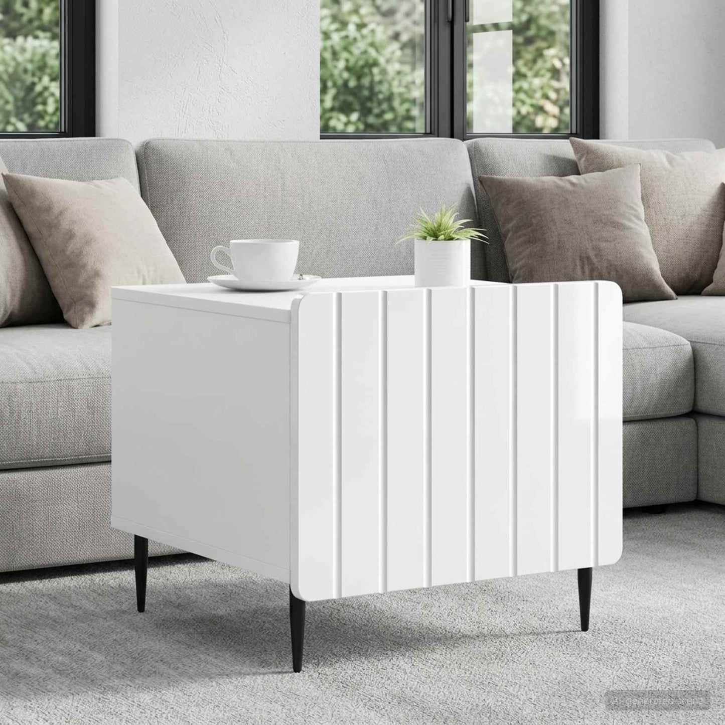 Coffee Table High Gloss White 49 x 50 x 42 cm Engineered Wood