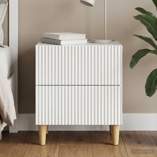Bedside Cabinet White 43 x 34.5 x 48 cm Engineered Wood