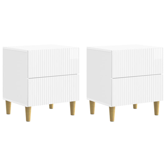Bedside Cabinet 2 pcs High Gloss White 43 x 34.5 x 48 cm