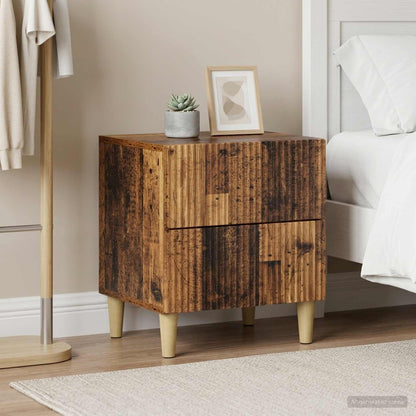 Bedside Cabinet with Drawer 2 pcs Old Wood 43 x 34.5 x 48 cm