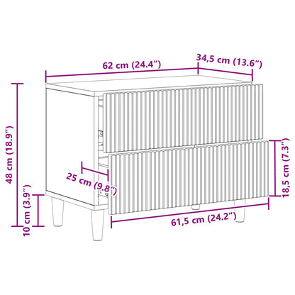 Bedside Cabinet White 62 x 34.5 x 48 cm Engineered Wood