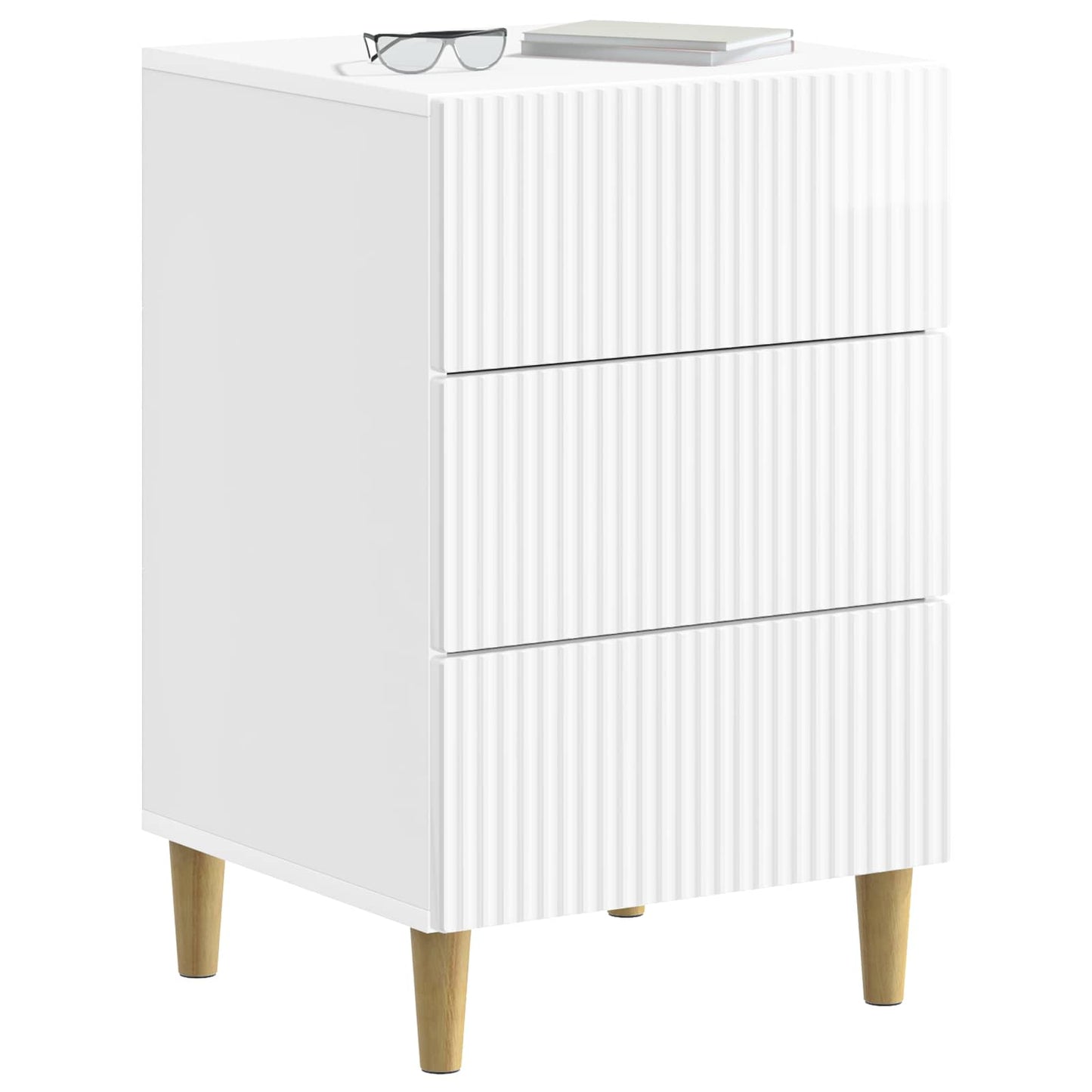 Bedside Cabinet with Drawer High Gloss White 43 x 41 x 66.5 cm