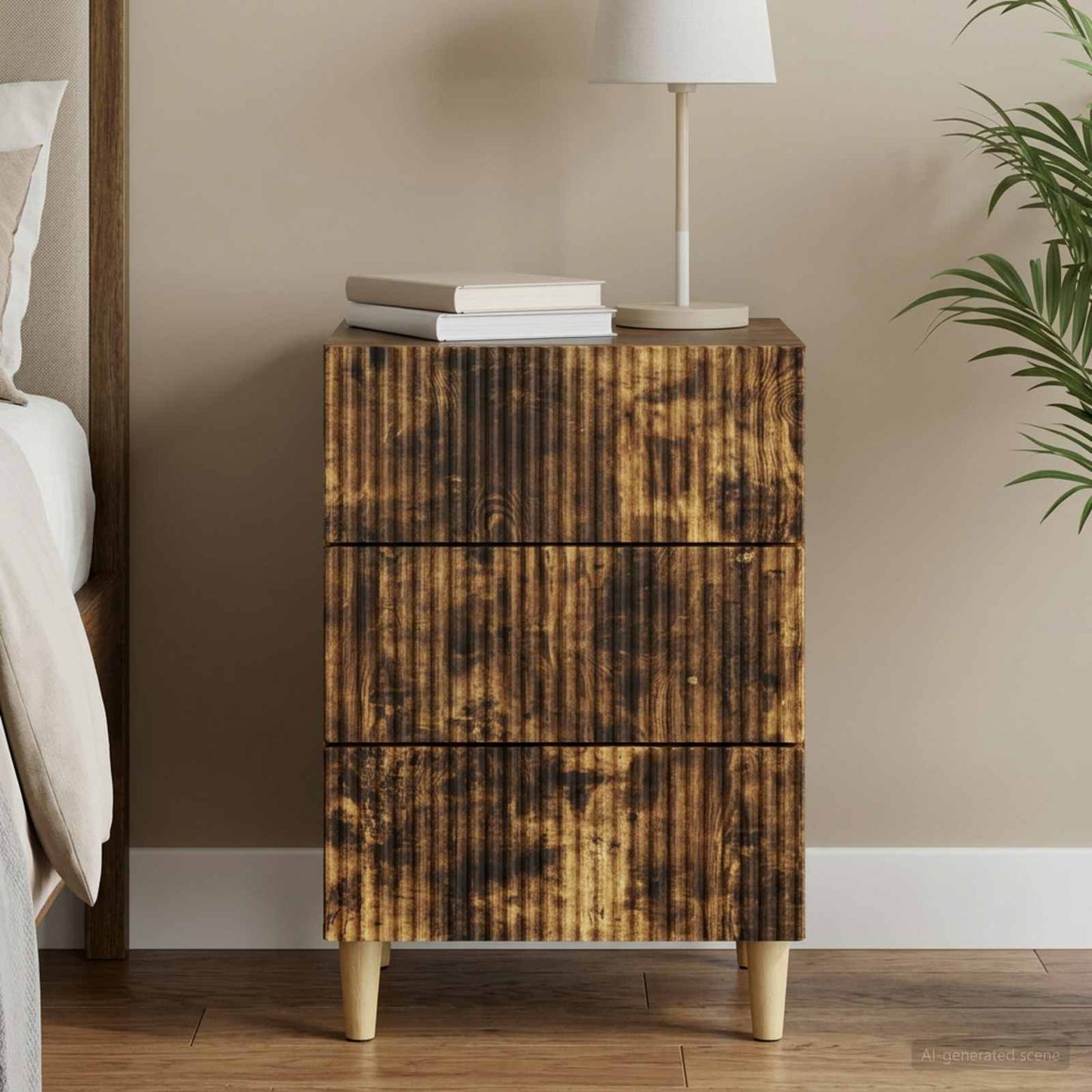Bedside Cabinet Smoked Oak 43 x 41 x 66.5 cm Engineered Wood