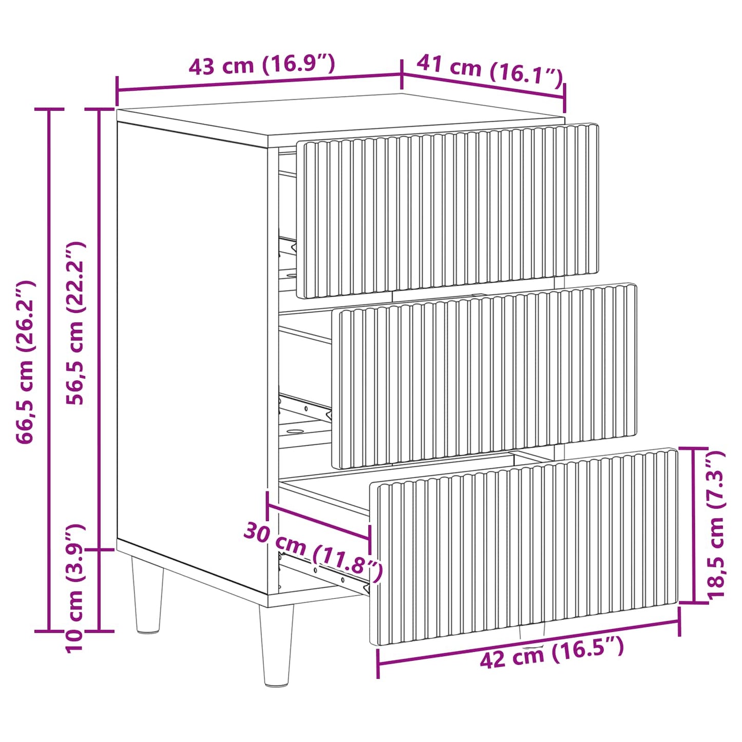 Bedside Cabinet Smoked Oak 43 x 41 x 66.5 cm Engineered Wood