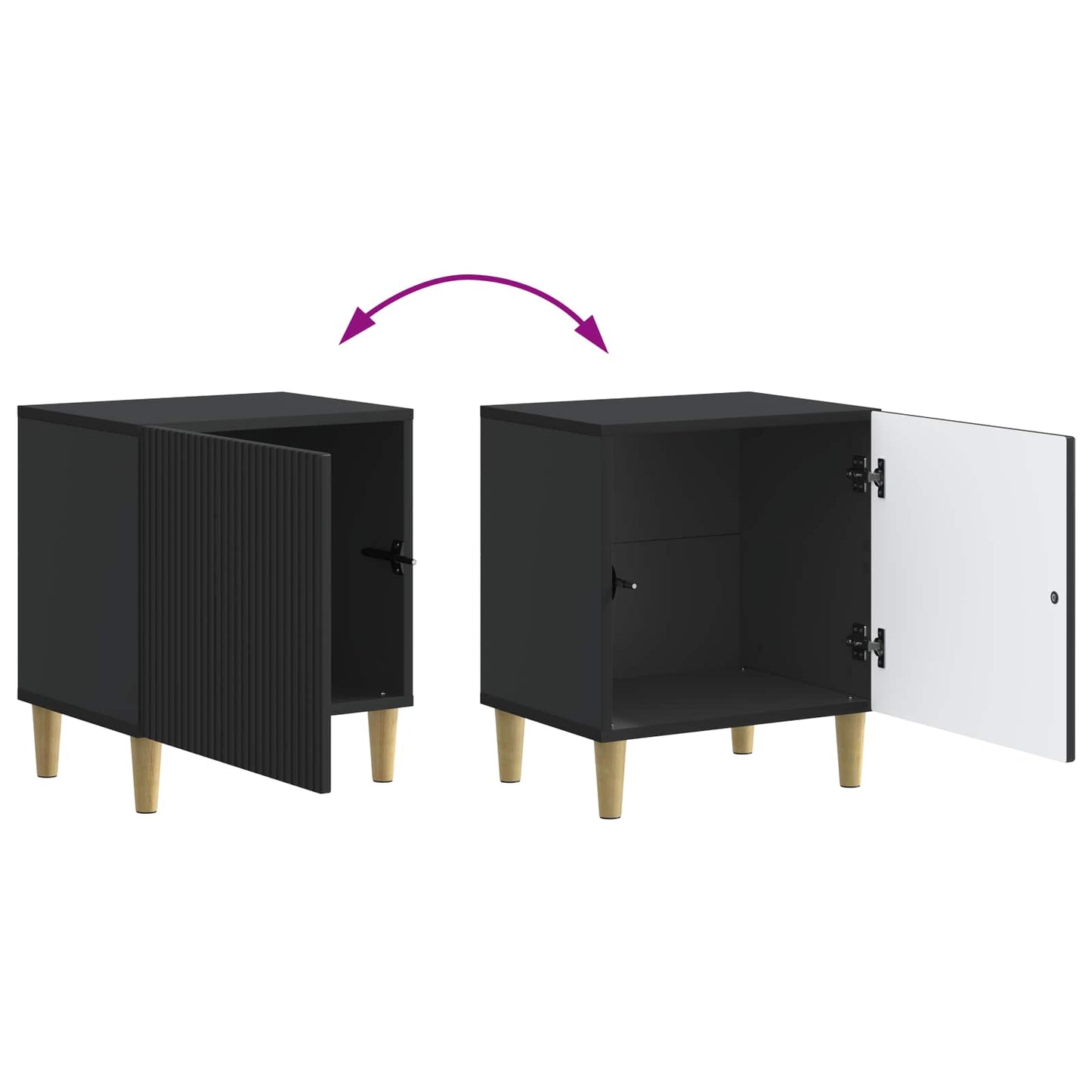 Bedside Cabinet 2 pcs Black 43 x 34.5 x 50 cm Engineered Wood