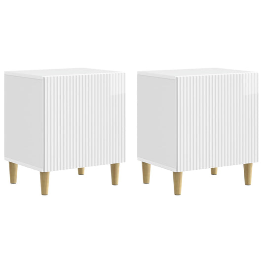 Bedside Cabinet 2 pcs High Gloss White 43 x 34.5 x 50 cm