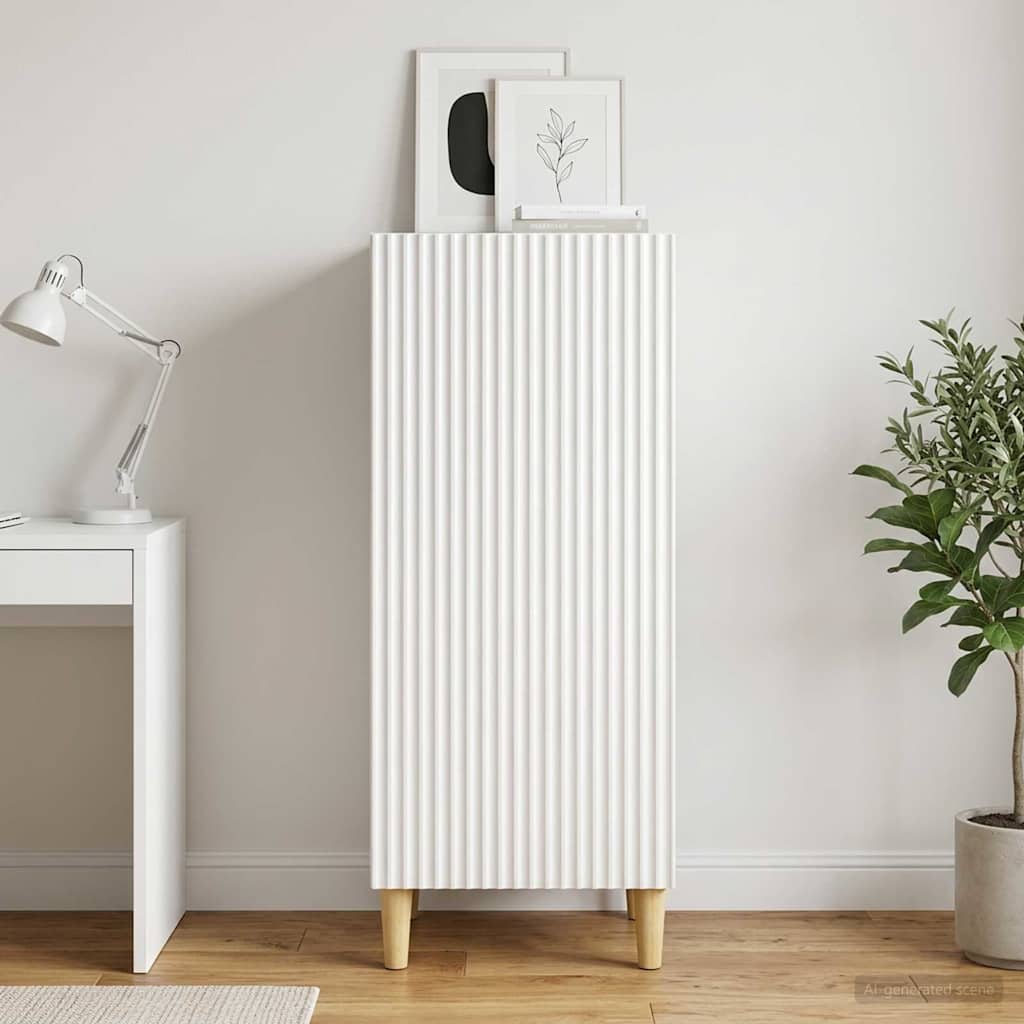 Sideboard High Gloss White 33 x 34.5 x 90 cm Engineered Wood