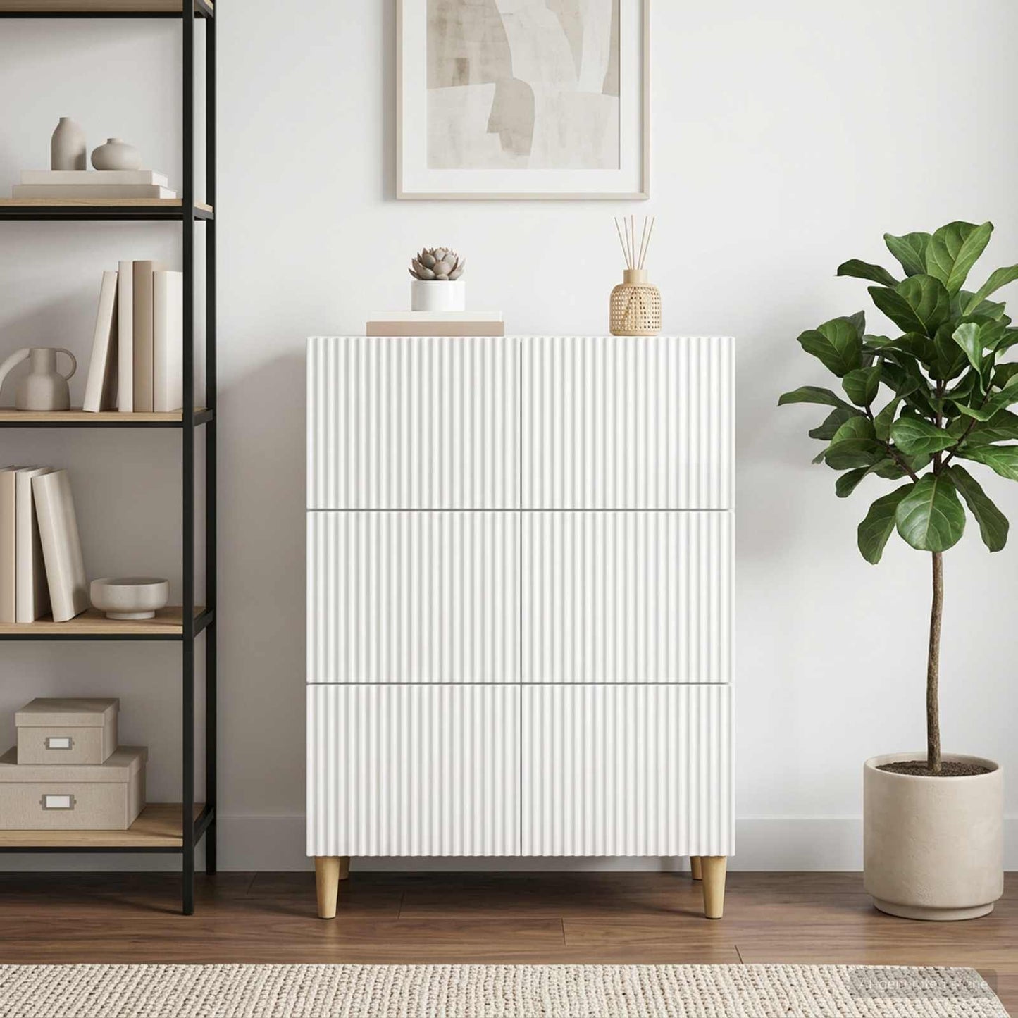 Drawer Cabinet High Gloss White 66 x 34.5 x 90 cm
