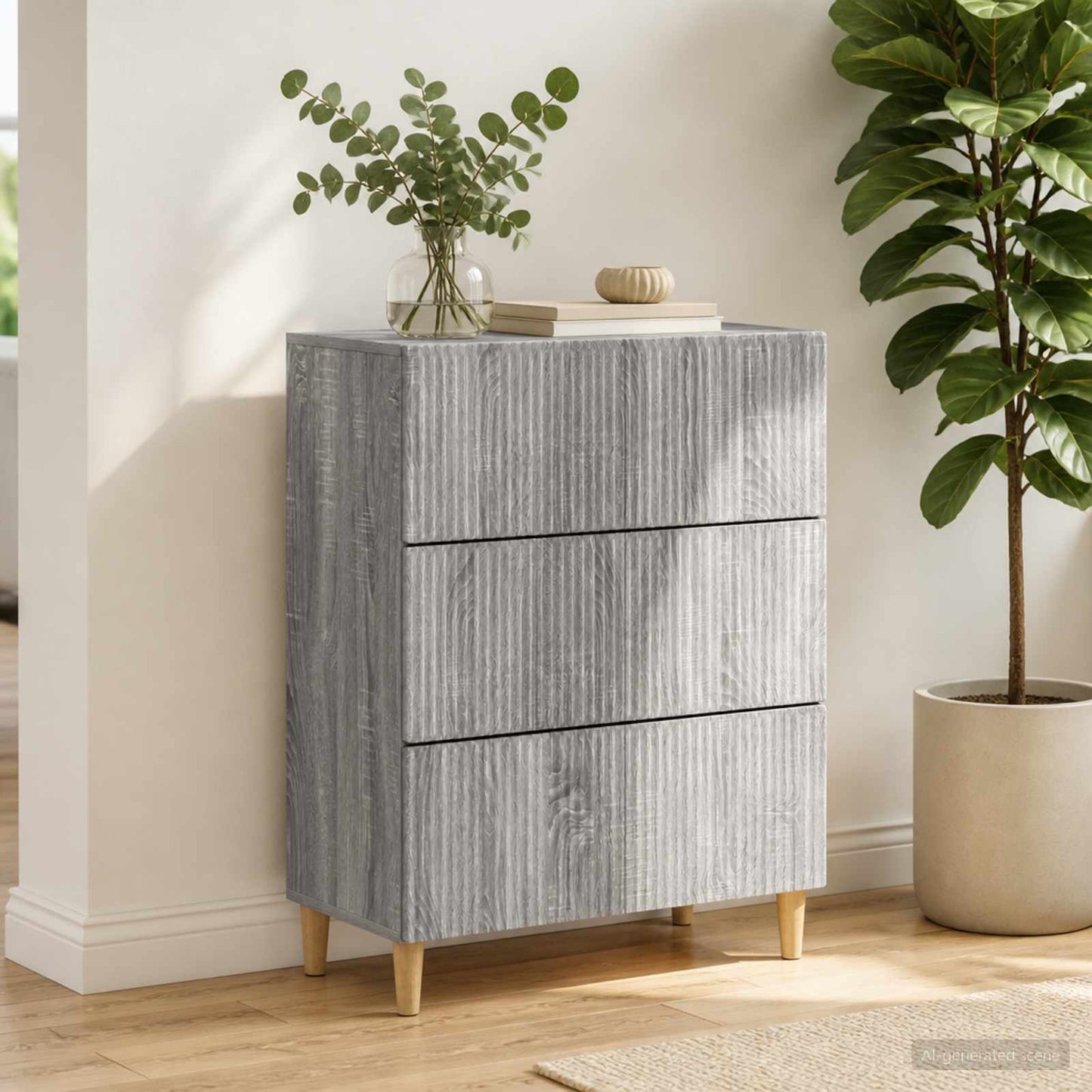 Drawer Cabinet Grey Sonoma 66 x 34.5 x 90 cm Engineered Wood