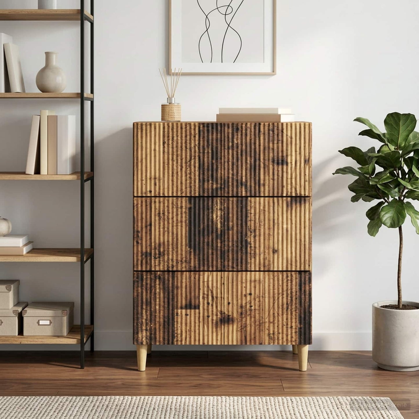 Drawer Cabinet Old Wood 66 x 34.5 x 90 cm Engineered Wood