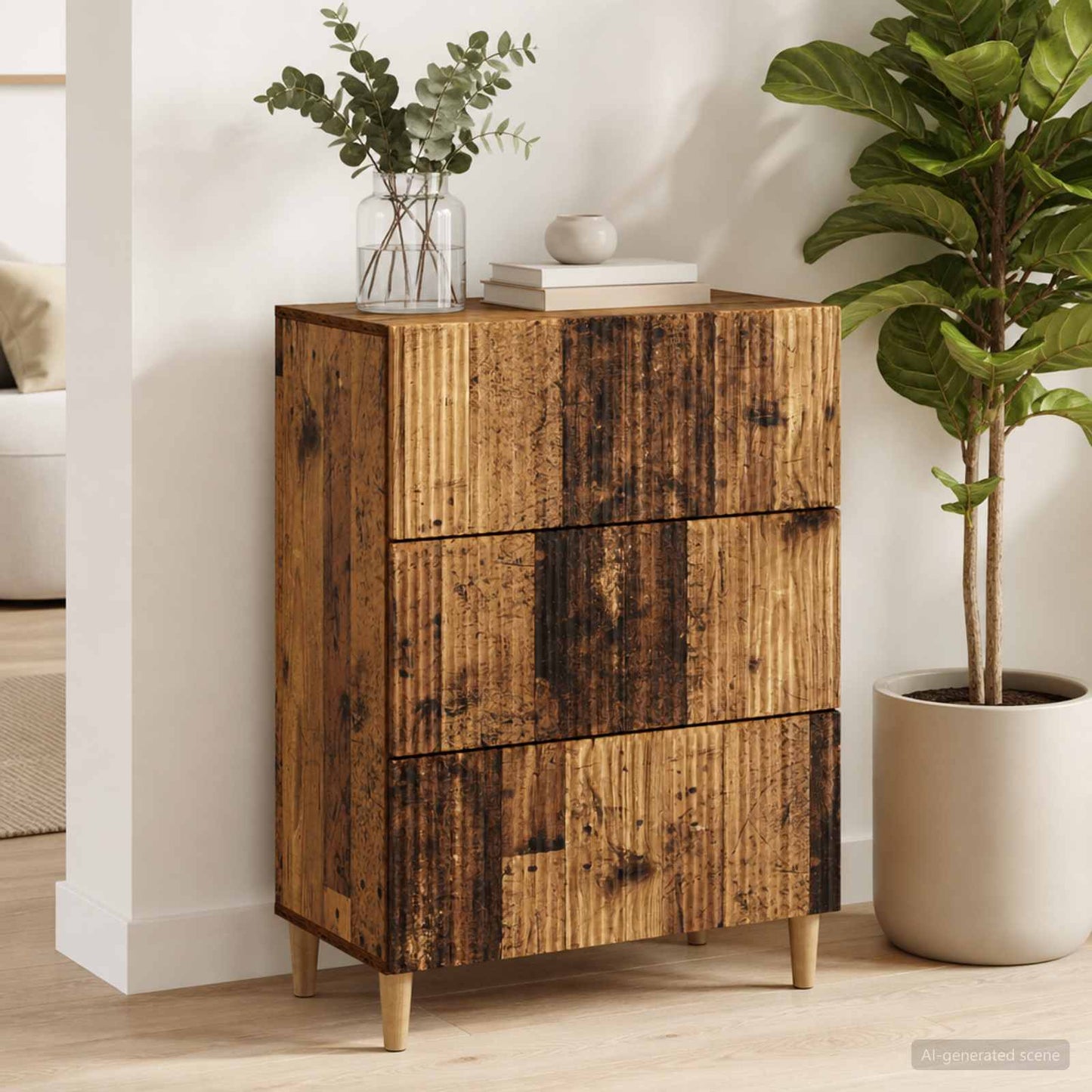 Drawer Cabinet Old Wood 66 x 34.5 x 90 cm Engineered Wood