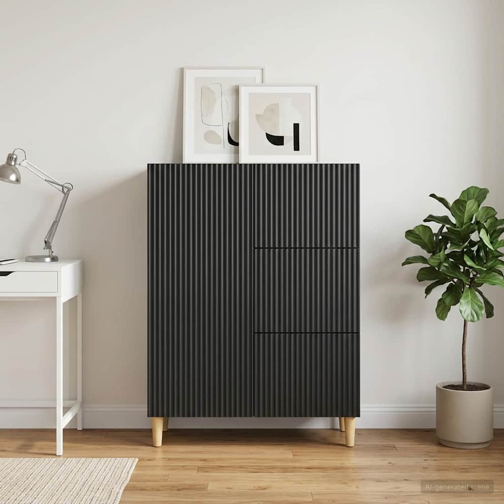 Sideboard with Drawer Black 66 x 34.5 x 90 cm Engineered Wood