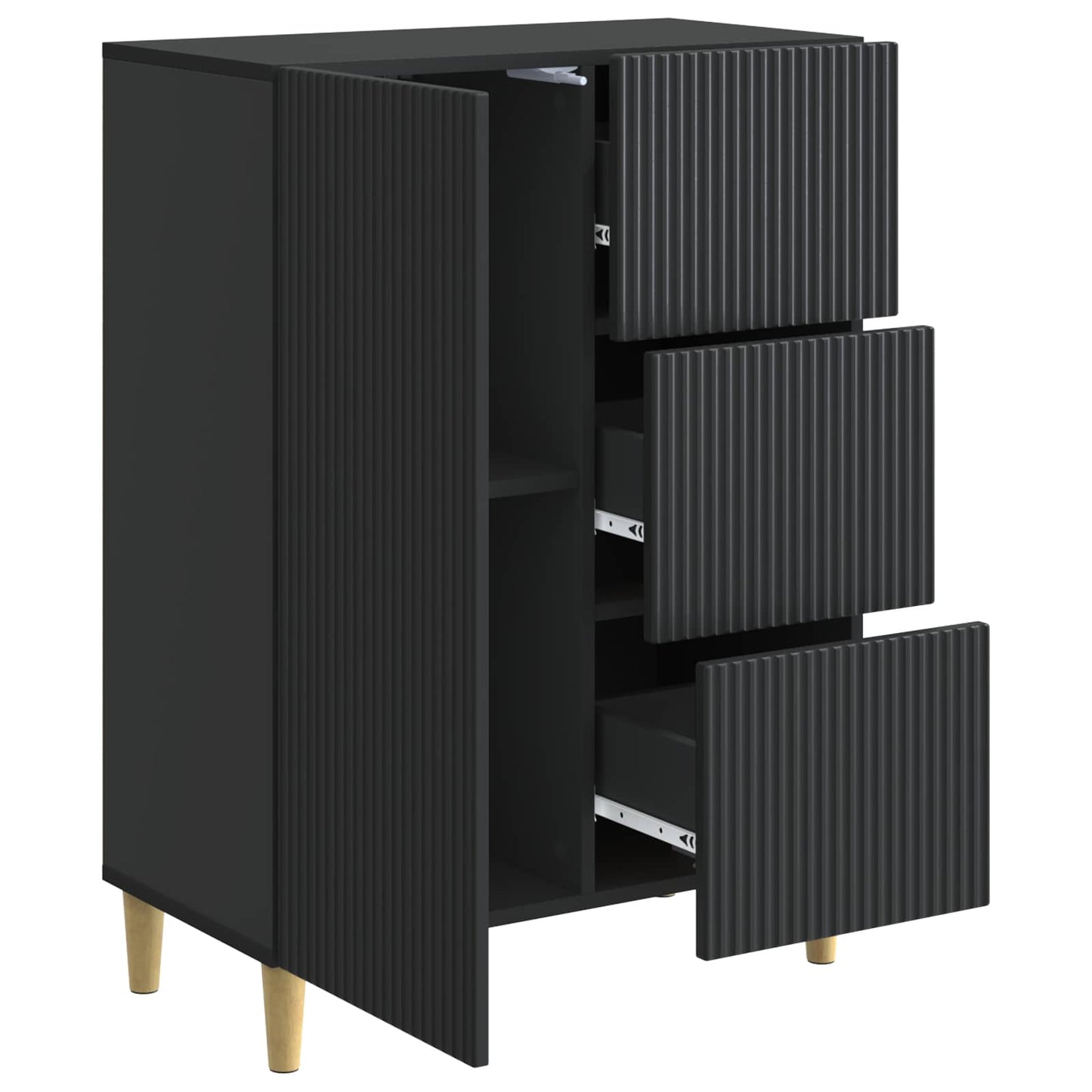 Sideboard with Drawer Black 66 x 34.5 x 90 cm Engineered Wood