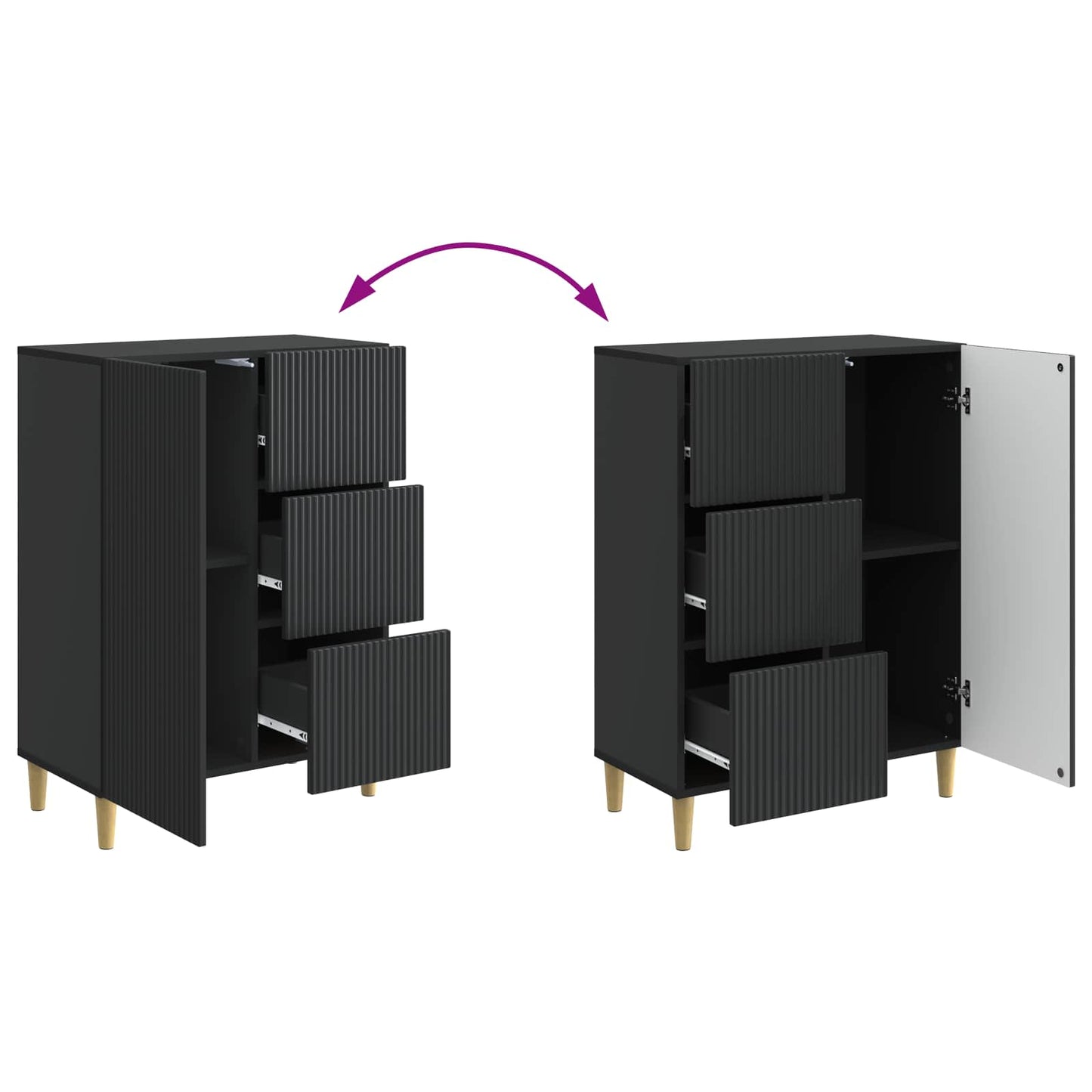 Sideboard with Drawer Black 66 x 34.5 x 90 cm Engineered Wood