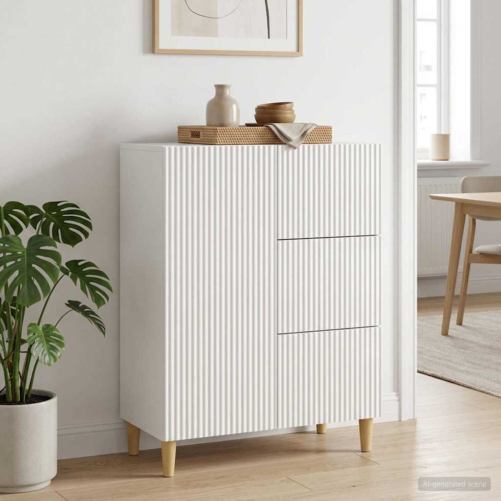 Sideboard High Gloss White 66 x 34.5 x 90 cm Engineered Wood