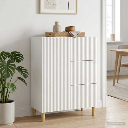 Sideboard High Gloss White 66 x 34.5 x 90 cm Engineered Wood