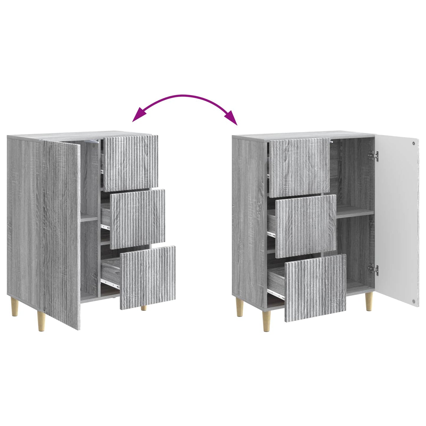 Sideboard Grey Sonoma 66 x 34.5 x 90 cm Engineered Wood