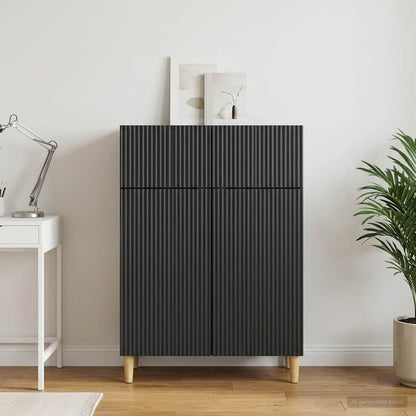 Sideboard with Drawer Black 66 x 34.5 x 90 cm Engineered Wood