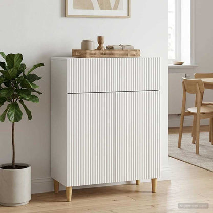 Sideboard High Gloss White 66 x 34.5 x 90 cm Engineered Wood