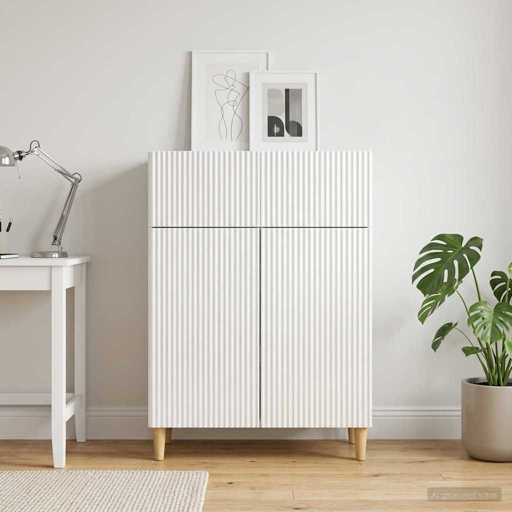 Sideboard High Gloss White 66 x 34.5 x 90 cm Engineered Wood