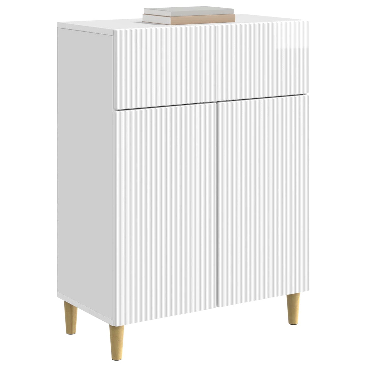 Sideboard High Gloss White 66 x 34.5 x 90 cm Engineered Wood