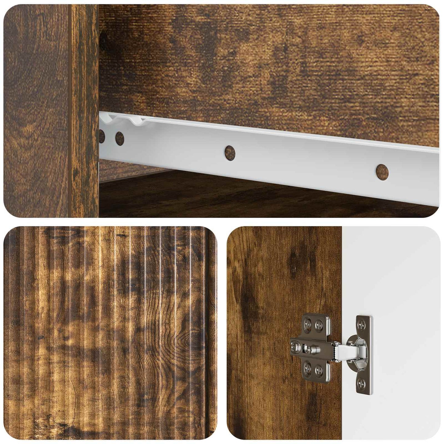 Sideboard Smoked Oak 66 x 34.5 x 90 cm Engineered Wood