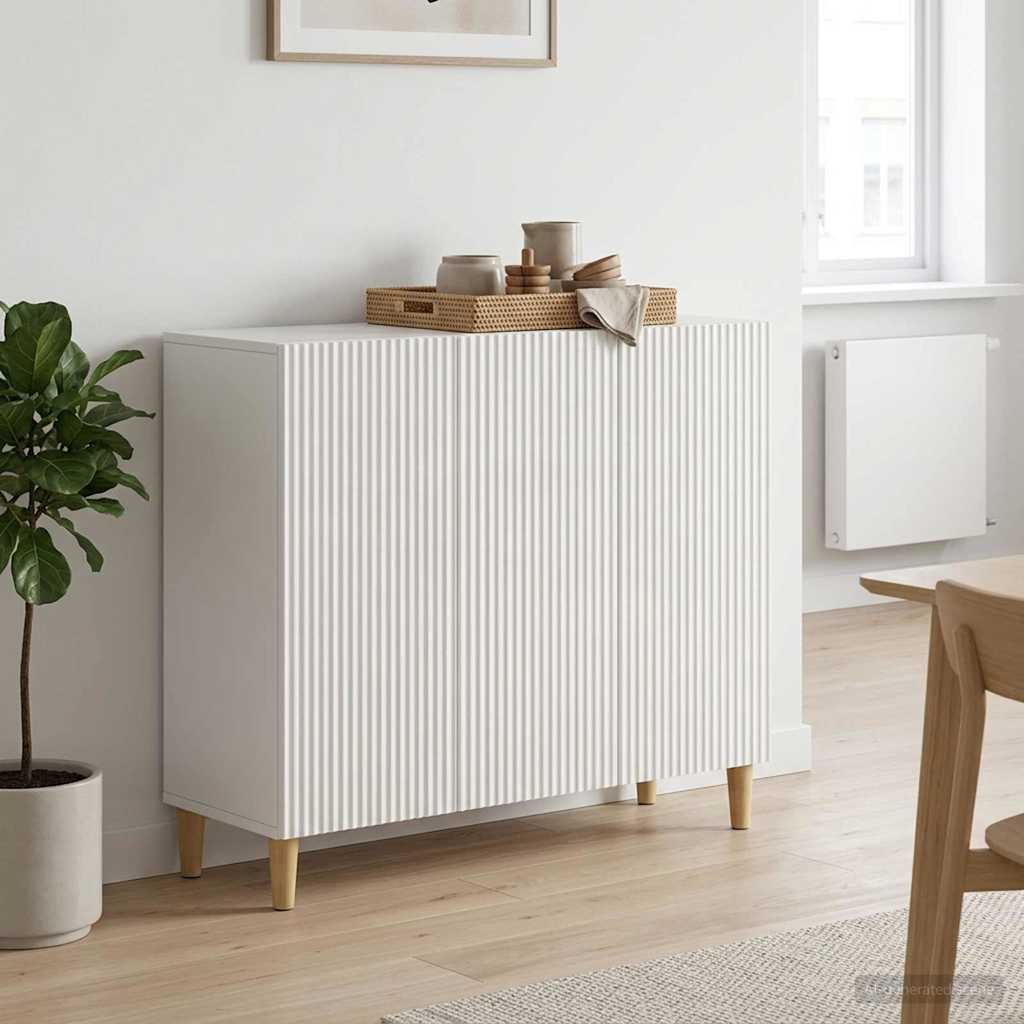 Sideboard High Gloss White 89 x 34.5 x 80 cm Engineered Wood