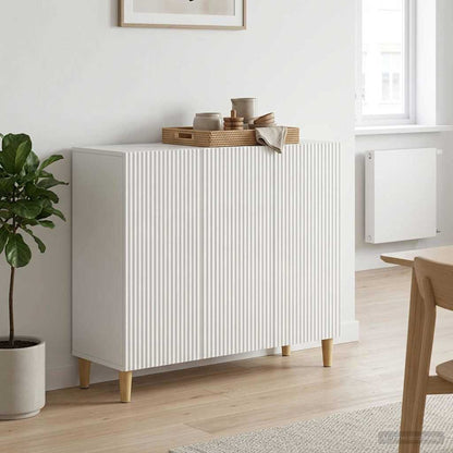 Sideboard High Gloss White 89 x 34.5 x 80 cm Engineered Wood