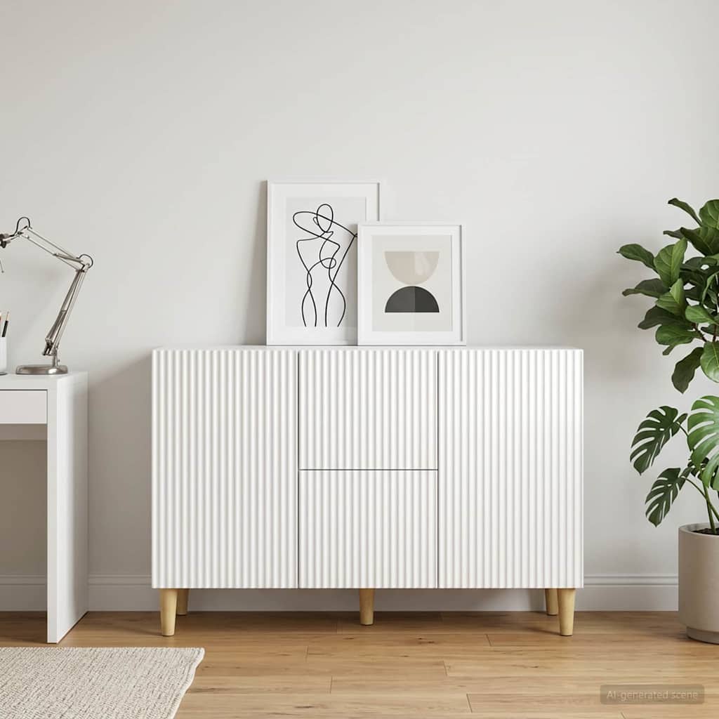 Sideboard High Gloss White 89 x 34.5 x 60 cm Engineered Wood
