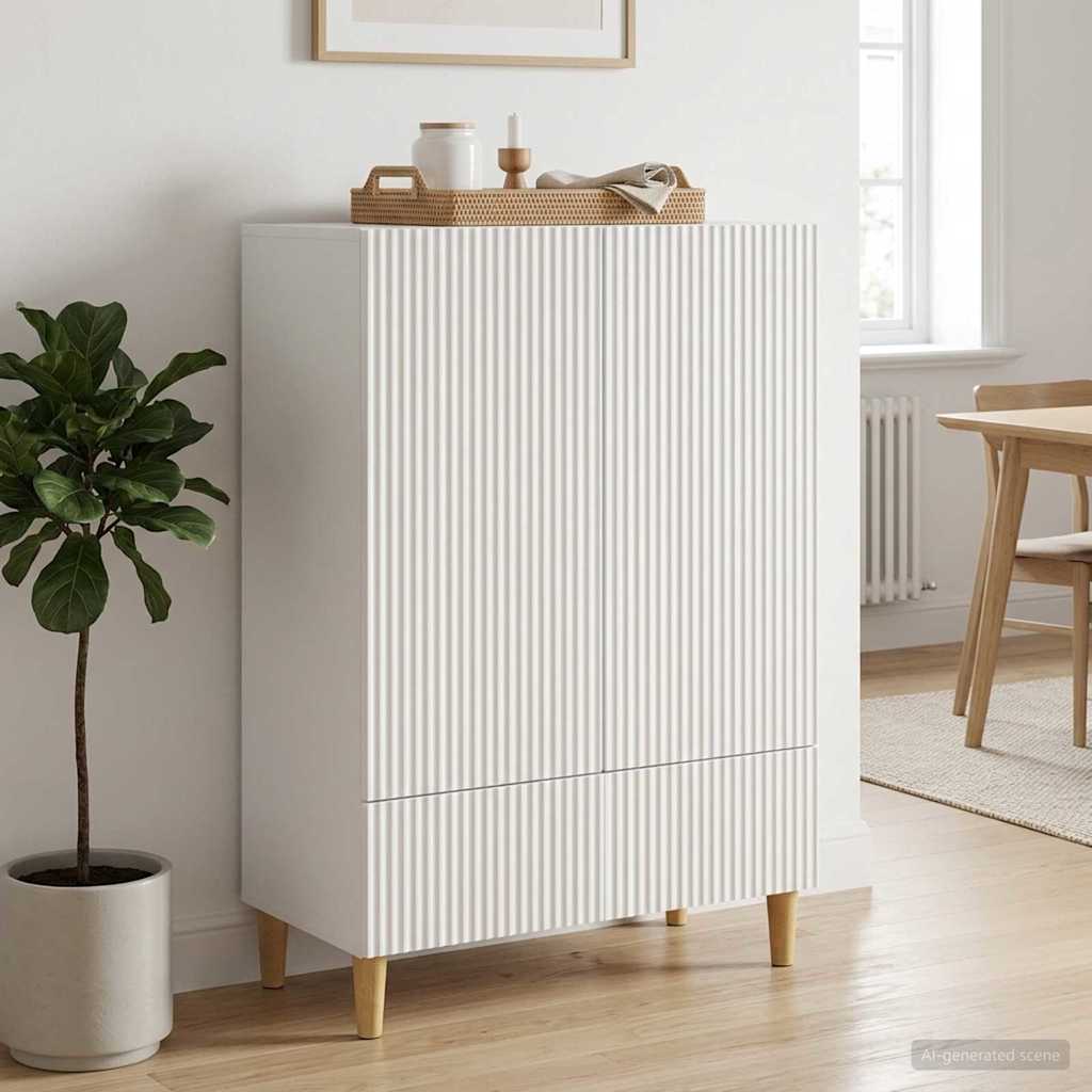 Sideboard with Drawer White 66 x 34.5 x 95 cm Engineered Wood
