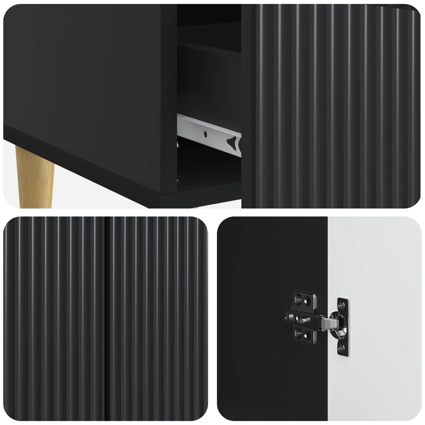 Sideboard with Drawer Black 66 x 34.5 x 95 cm Engineered Wood