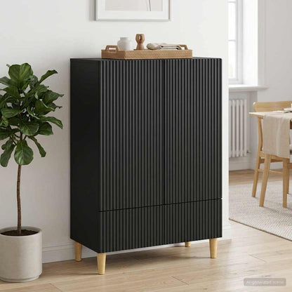 Sideboard with Drawer Black 66 x 34.5 x 95 cm Engineered Wood