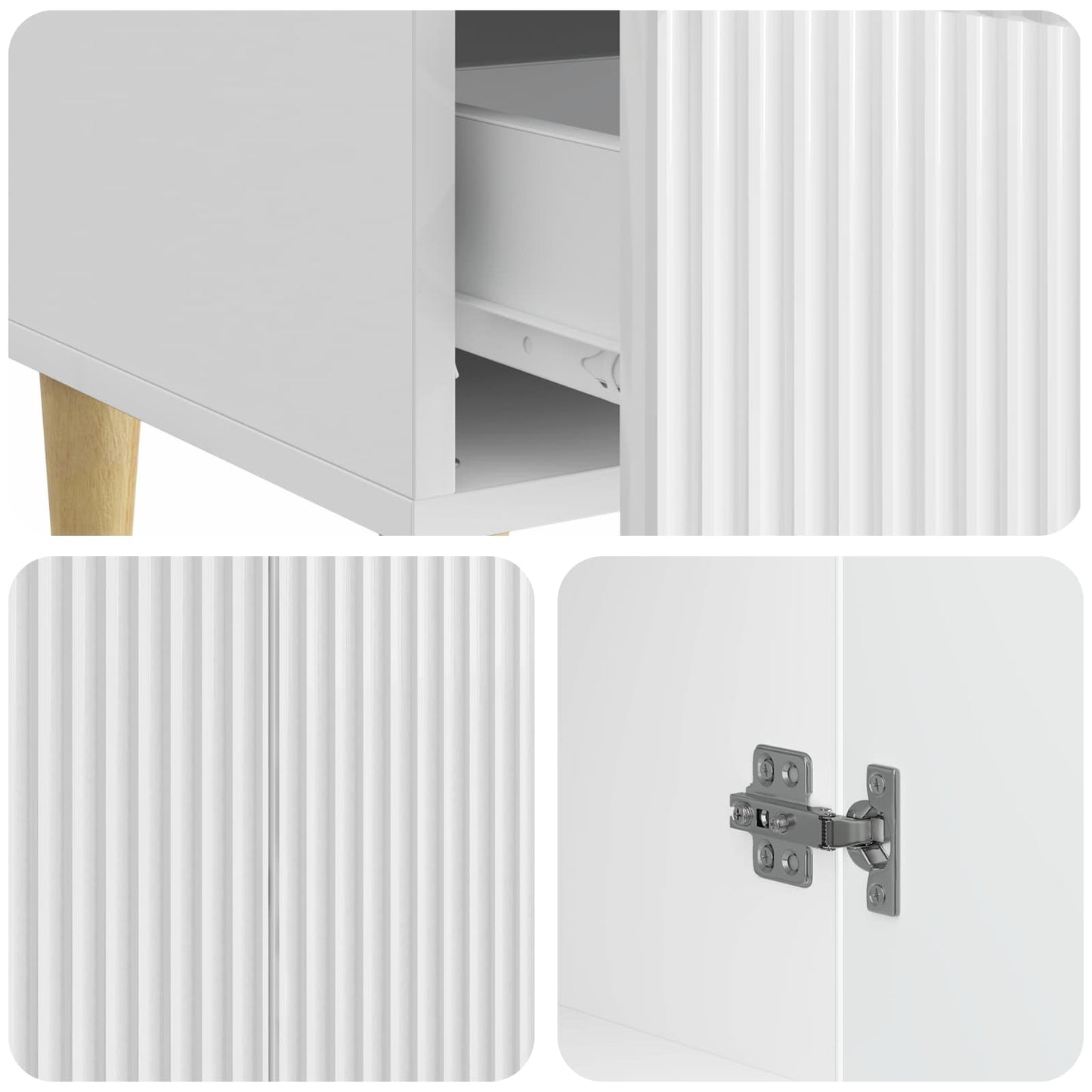 Sideboard High Gloss White 66 x 34.5 x 95 cm Engineered Wood