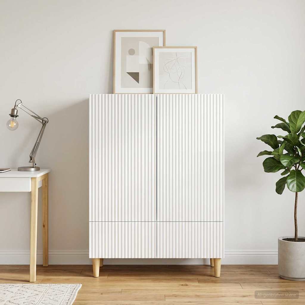 Sideboard High Gloss White 66 x 34.5 x 95 cm Engineered Wood