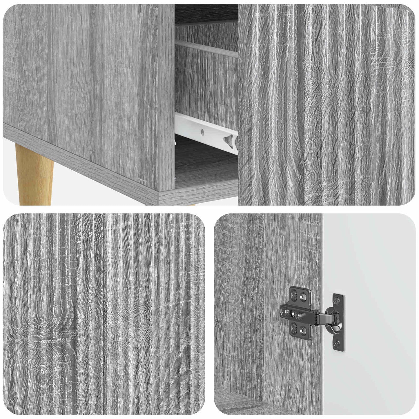 Sideboard Grey Sonoma 66 x 34.5 x 95 cm Engineered Wood